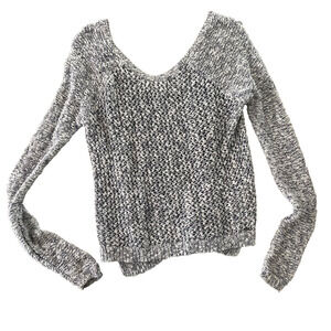 ABERCROMBIE & FITCH White Blue Knitted Boat Wide Neck Sweater Top Shirt Size lrg